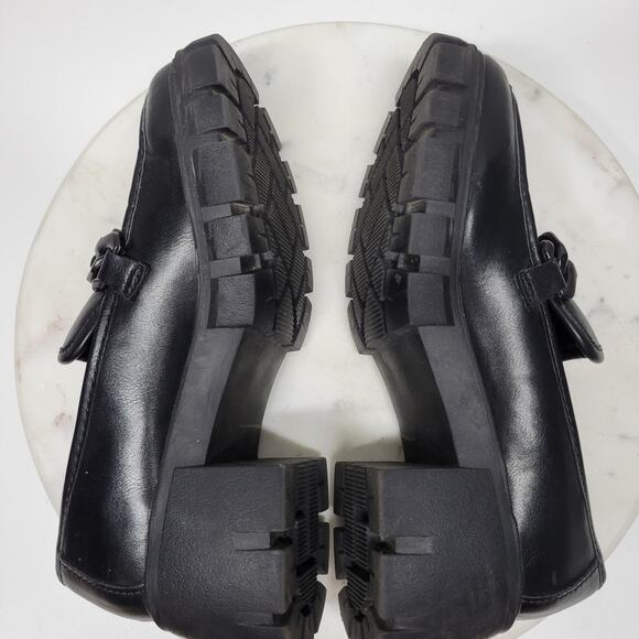 Madden Girl Hoxtonn Chunky Platform Loafer Womens 8 Black Chain Lug Sole‎ Grunge - Picture 13 of 15